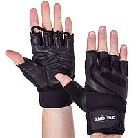 Перчатки для фитнеса и тяжелой атлетики кожаные Zelart SB-161074 размер S цвет черный tn