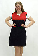 Фартук двойной хитон для продавца кассира уборщицы Олена (44-74) габардин черный/красный р.44-50 (2344738215-179-224)