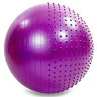Мяч для фитнеса фитбол полумассажный Zelart FI-4437-75 цвет фиолетовый tn