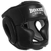Шлем боксерский с полной защитой кожаный BOXER Элит 2033-1 размер L цвет черный tn
