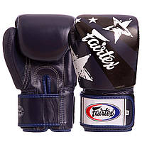 Перчатки боксерские кожаные FAIRTEX BGV1N размер 14 унции цвет синий-черный tn
