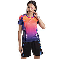 Комплект одежды для тенниса женский футболка и шорты Lingo LD-1817B размер S цвет оранжевый-синий tn