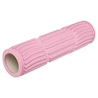 Роллер массажный цилиндр (ролик мфр) 45см Grid Line Roller Zelart FI-6202 цвет розовый tn
