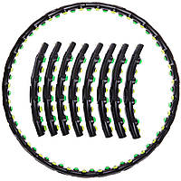 Обруч массажный Хула Хуп Zelart Hula Hoop DOUBLE GRACE MAGNETIC JS-6002 8 секций черный tn