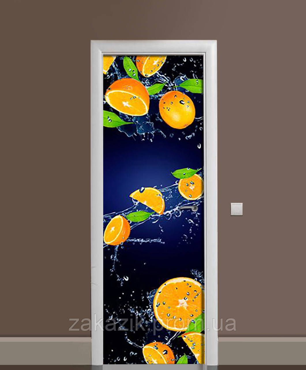 Наклейка на двері Zatarga «Паряні апельсини» 650х2000 мм вінілова 3Д-наклейка декор самокле ZZ, код: 6509554