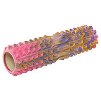 Роллер массажный цилиндр (ролик мфр) 45см Grid Spine Roller Zelart FI-9368 цвет розовый tn