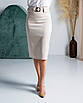 Жіноча спідниця-олівець Ноель молочна, ділова однотонна спідниця, фото 4