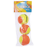 Мяч для большого тенниса ODEAR T966 3шт оранжевый-салатовый tn