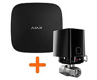 Комплект розумна централь Ajax Hub 2 (2G) Black + WaterStop 1" Black