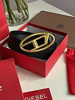 Diesel Slim Glittery Belt With Oval D Buckle Gold 100 х 3.7 см