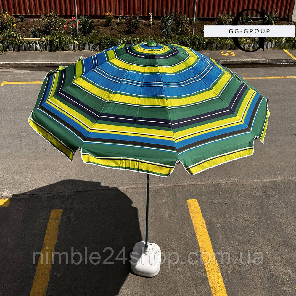 Торгова парасолька 3 м синя з УФ-захистом і чохлом, 10 спиць, фото 1