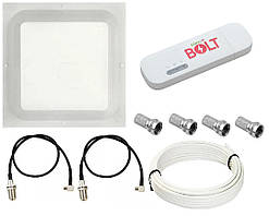 Комплект WiFi роутер 3G 4G LTE модем Bolt E8372h-153 з панельною антеною RNet КВАДРАТ MIMO 2x17 дБі