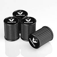 Ковпачки на ніпель для Renault Alitek Lux Black Metal Рено (напис), 4 шт.