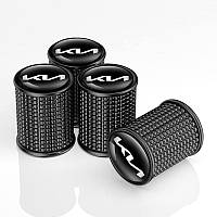 Ковпачки на ніпель для Kia Alitek Lux Black Metal Кіа NEW logo (4 шт.)