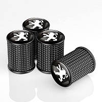 Захисні ковпачки на ніпель для Peugeot Alitek Lux Black Metal Пежо (4 шт.)