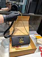 Женская кожаная сумочка луи витон чёрная Louis Vuitton изысканная стильная сумочка через плечо