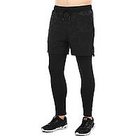 Компрессионные штаны тайтсы с шортами 2в1 LIDONG LD-G0137 размер 3XL цвет камуфляж черный tn