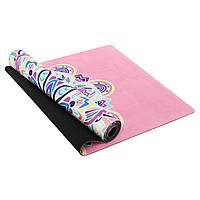 Коврик для йоги Замшевый Record FI-5662-6 размер 183x61x0,3см с принтом Тройной Оберег розовый tn