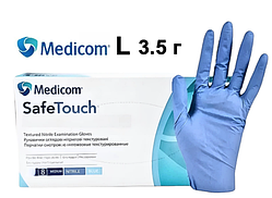 Рукавички нітрилові без пудри Medicom Blue L 3.5 г 100 шт.