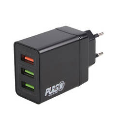 Мережевий зарядний пристрій PULSO 30W, 3 USB, QC3.0 (Port 1-5V*3A/9V*2A/12V*1.5A. Port 2/3-5V2.4A) (LC-34830