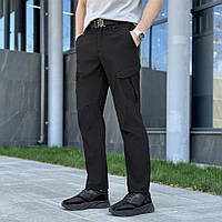 Штаны карго мужские весенние с карманами чёрные Pobedov Tactical Soft