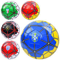 М'яч футбольний EV-3385 розмір 5 ПВХ 1 8мм 300-320г 5 видів (країни) в пакеті
