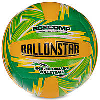 Мяч волейбольный BALLONSTAR FB-3128 №5 PU зеленый-оранжевый tn
