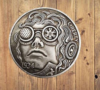 Сувенирная монета 1 Доллар США 1934г Лицо в фантастических очках. Морган Dollar USA Hobo Coin American Morgan