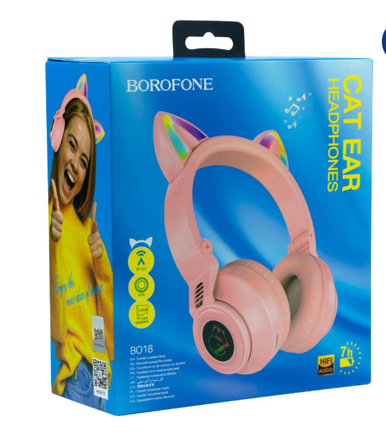 Бездротові Bluetooth навушники  Borofone BO18 Наушники котики,