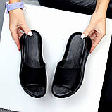 Жіночі зручні повсякденні шльопанці з натуральної шкіри колір Чорний взуття жіноче, фото 7