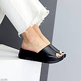 Жіночі зручні повсякденні шльопанці з натуральної шкіри колір Чорний взуття жіноче, фото 10