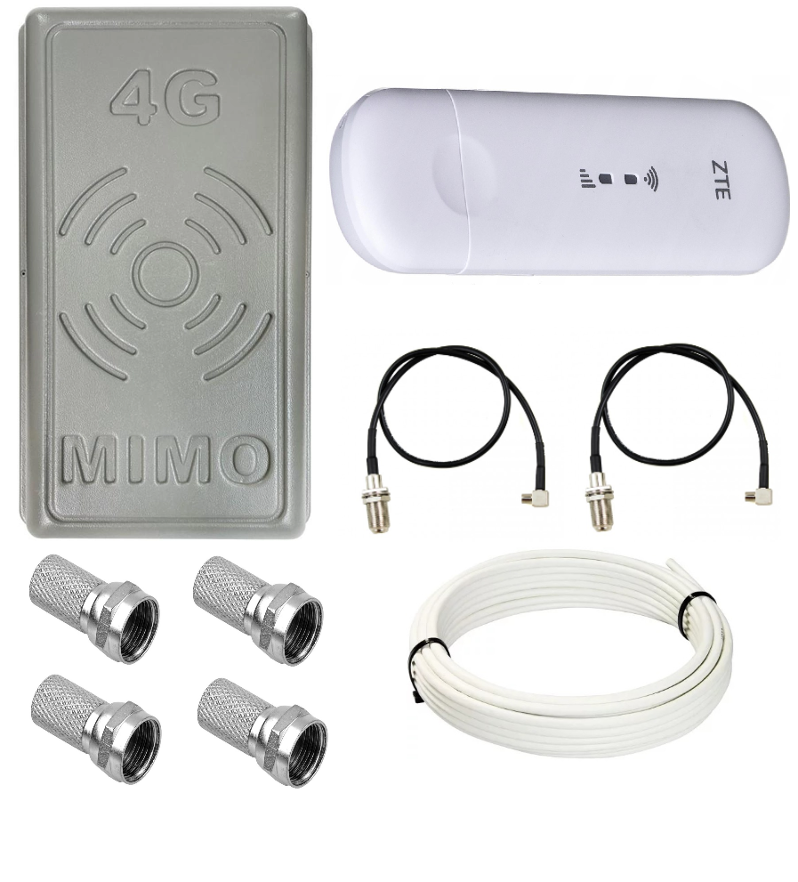 Комплект WiFi роутер 3G 4G LTE модем ZTE MF79U з панельною антеною RNet ПЛАНШЕТ MIMO 2x17 дБі, фото 1