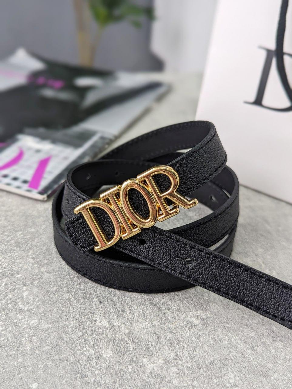 Жіночий ремінь пояс Christian Dior Крістіан Діор чорний вузький
