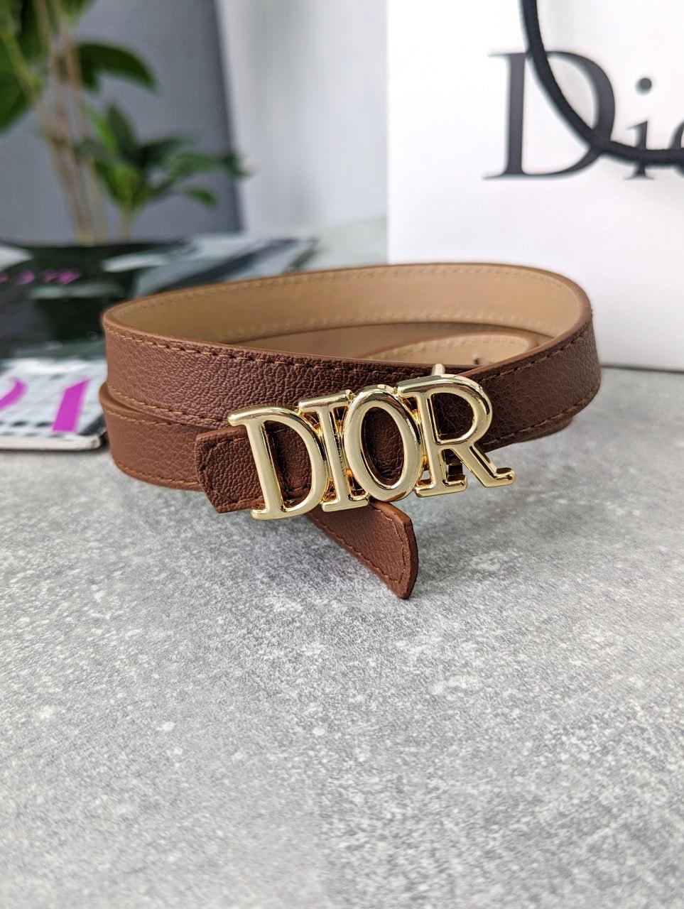 Жіночий ремінь пояс Christian Dior Крістіан Діор теракотовий вузький