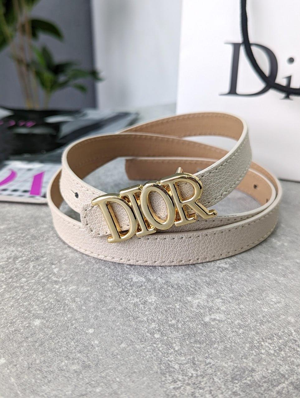 Жіночий ремінь пояс Christian Dior Крістіан Діор молочний вузький, фото 1