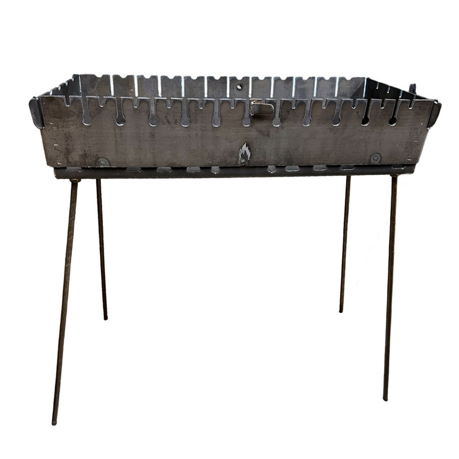 Мангал Вогник 3 мм розкладний на 12 шампурів, 64x28x15cm, Сталь