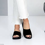 Жіночі зручні повсякденні шльопанці з натуральної Замші колір Чорний взуття жіноче, фото 3