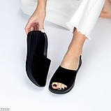 Жіночі зручні повсякденні шльопанці з натуральної Замші колір Чорний взуття жіноче, фото 10