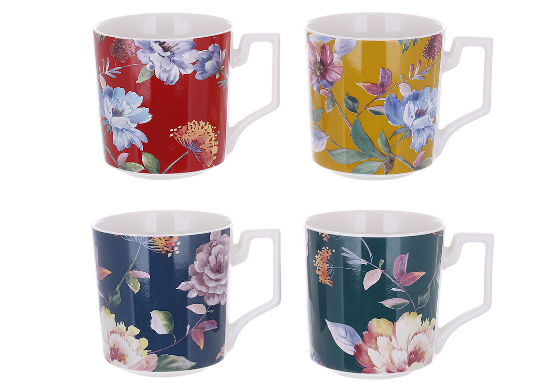 Кухоль порцеляновий Eastern Flowers 400мл, 4дизайни - 12 шт УПАКОВКА ТОВАР ВІД ВИРОБНИКА