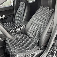 Накидки на передні сидіння екошкіри, чорні з білою строчкою (2 шт.)