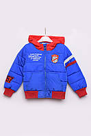 Куртка детская демисезон синяя с красным с надписями 150206L