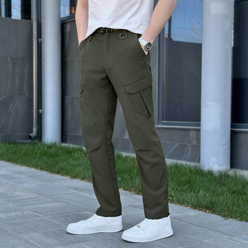 Штани-карго із софту Pobedov Tactical Soft у кольорі хакі