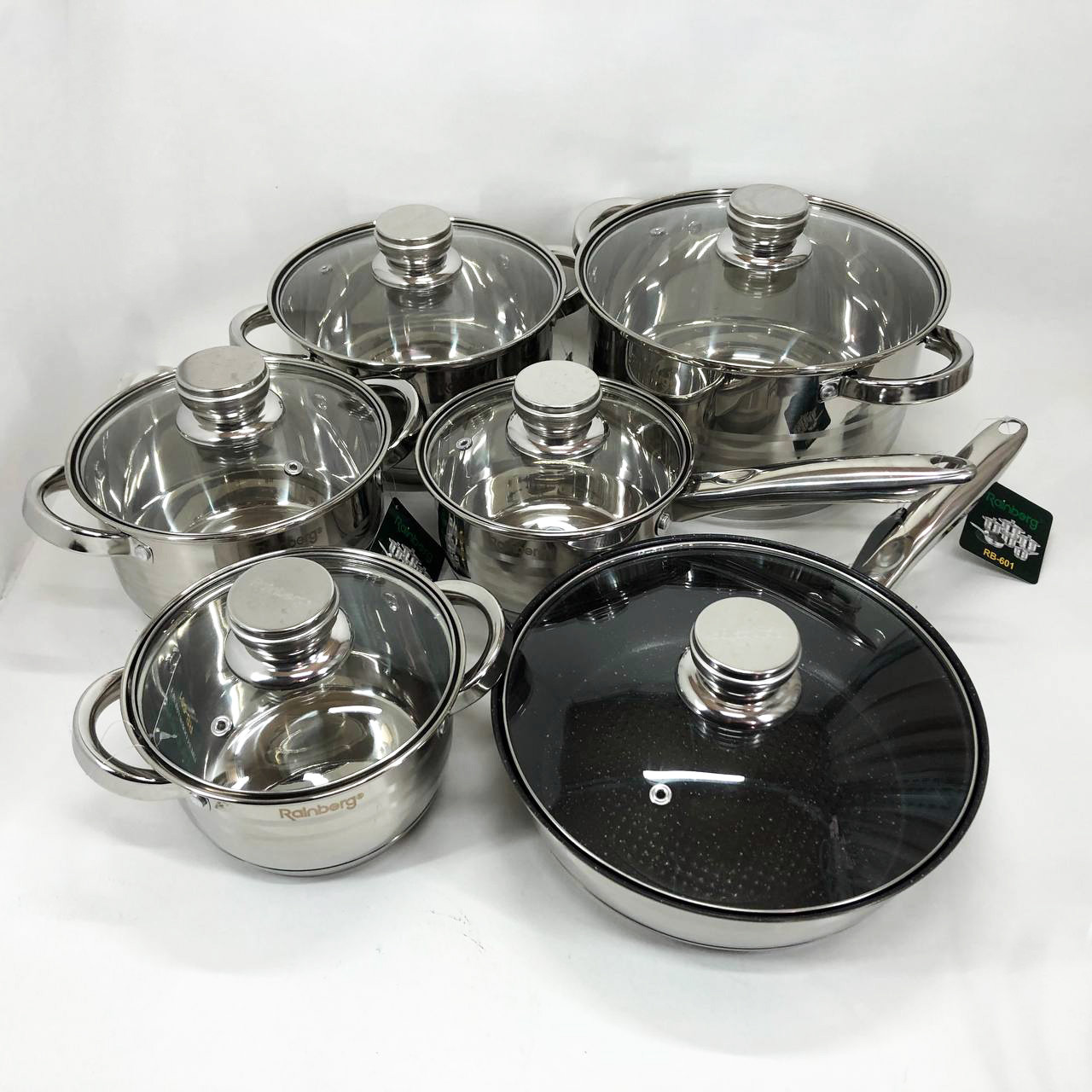 Каструля індукційна набори каструль Rainberg RB-601 12 предметів, Набір посуду для GR-864 індукційних плит