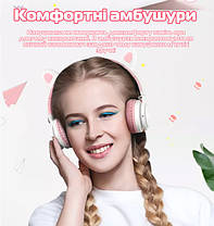 Безпровідні дитячі навушники з вушками Picun Lucky Cat С01 White-Pink, фото 6