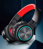 Бездротові Bluetooth-навушники Picun B12 з функцією плеєра і RGB підсвіткою Black-Red, фото 4