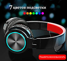 Бездротові Bluetooth-навушники Picun B12 з функцією плеєра і RGB підсвіткою Black-Red, фото 6