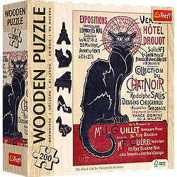 Пазли фігурні з дерева - (200 елм.) - "Чорний кіт - Теофіль Стейнлен" / Trefl