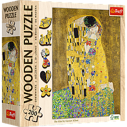 Пазли фігурні з дерева - (200 елм.) - "Поцілунок - Густав Клімт" / Trefl