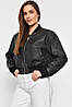 Куртка жіноча з екошкіри  темно-сірого кольору 178934P, фото 2