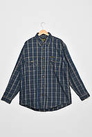 Рубашка мужская батальная джинсовая синего цвета в клетку р.XL 175302T Бесплатная доставка